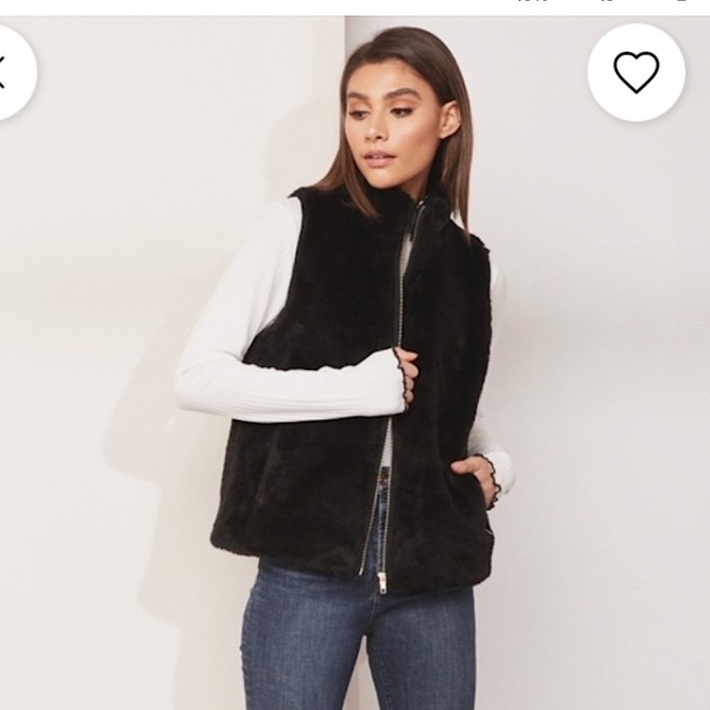 J. Crew - faux fur vest - black